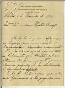 Carta de Vicente Ferreira para Manuel Teixeira Gomes