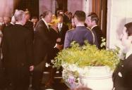 Fotografia de Américo Tomás e Emílio Garrastazu Médici, por ocasião da sua visita de Estado a Portugal, no Palácio de Belém, em Lisboa.