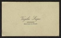 Cartão de visita de Virgílio Saque a Teófilo Braga