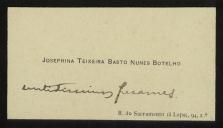 Cartão de visita de Josefina Teixeira Basto Nunes Botelho a Teófilo Braga
