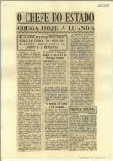 O Chefe do Estado chega hoje a Luanda