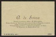 Cartão de visita de A. de Sousa a Teófilo Braga