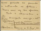 Cartão de Alfredo Pimenta para Teófilo Braga
