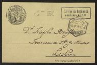 Bilhete-postal da Academia de Ciências de Portugal a Teófilo Braga