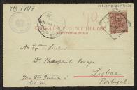 Bilhete-postal de Joaquim de Araújo a Teófilo Braga