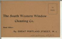 Bilhete-postal da The South Western Window Cleanin Co. para Manuel Teixeira Gomes