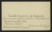 Cartão de visita de Lucílio Lúcio C. de Azevedo a Teófilo Braga