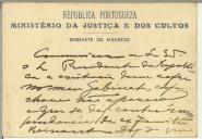 Cartão do Ministro da Justiça e dos Cultos