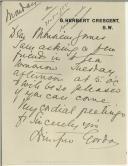 Carta de Winifred Gordon para Manuel Teixeira Gomes