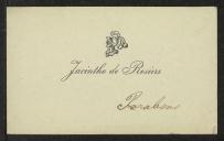 Cartão de visita de Jacinto de Rosiers a Teófilo Braga