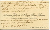 Cartão de visita de António Julio da Nobrega Pinto Pizarro
