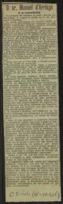 O Sr. Manuel d'Arriaga e a amnistia