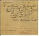Nota manuscrita de João Francisco Pronto para Sidónio Pais