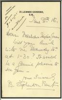 Carta de B. Stephenson Kent para Manuel Teixeira Gomes