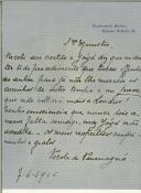 Carta de Pérola de Paranaguá para Manuel Teixeira Gomes