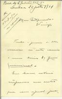 Carta de António Macieira para Manuel Teixeira Gomes