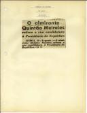 O almirante Quintão Meireles