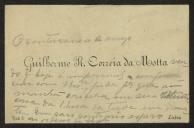 Cartão de visita de Guilherme R. Correia da Mota a Teófilo Braga