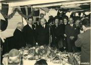 Fotografia de Américo Tomás durante a cerimónia da entrega do navio "Ribeira Grande"