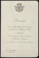 Ementa para o Banquete dirigido pelas Comunidades Estrangeiras dos Territórios de Manica e Sofala à Madame Norton, por ocasião da visita de Estado de Óscar Carmona a Moçambique.