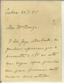 Carta de A. Pinto Andrade (?) para Manuel Teixeira Gomes