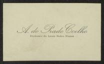 Cartão de visita de A. do Prado Coelho a Teófilo Braga