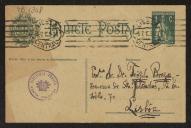 Bilhete-postal de Fran Paxeco para Teófilo Braga