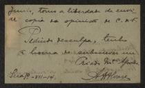 Cartão de visita de Alexandre Nun'Álvares a Teófilo Braga