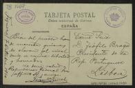 Bilhete-postal ilustrado de Francisco Canet a Teófilo Braga