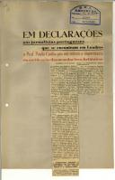 Em declarações aos jornalistas portugueses que se encontram em Londres o Prof. Paulo Cunha pôs em relevo a importância da ratificação dos acordos luso-britânicos