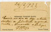 Cartão de visita de Herminio Teixeira Alves