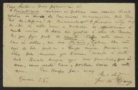 Bilhete-postal de Joaquim de Araújo a Teófilo Braga