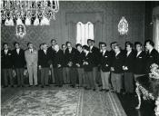 Fotografia de Américo Tomás, no Palácio de Belém, com Marcelo Caetano, por ocasião da tomada de posse do XI Governo