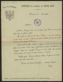 Carta de  Comité d'Exécution du Monument en l'Honneur de Victor Hugo a Teófilo Braga