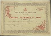 Diploma de sócio atribuído pela Associação Humanitária dos Bombeiros Voluntários de Braga a Sidónio Pais
