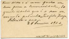 Cartão de visita de José Teófilo Saraiva