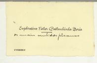 Cartão pessoal de Emphrosino Victor Castanhinha Doria para Sidónio Bessa Pais