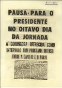 Pausa para o Presidente no oitavo dia da jornada a Gorongosa oferecida como intervalo dum programa intenso entre a capital e o norte