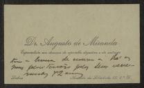 Cartão de visita de Augusto de Miranda a Teófilo Braga