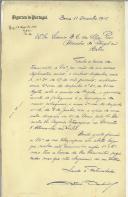 Carta dirigida a Sidónio Pais, Ministro de Portugal em berlim, por António Bandeira da Legação de Portugal em Berna