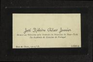 Cartão de visita de José Ribeiro Alves Júnior a Teófilo Braga
