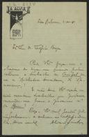 Carta de Álvaro Pinto, de "A Águia", a Teófilo Braga