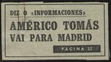 Américo Tomás vai para Madrid