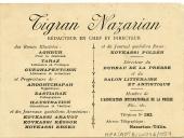 Cartão de Tigran Nazarian a Teófilo Braga