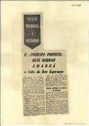 "O ""Príncipe Perfeito"" deve dobrar amanhã o Cabo da Boa Esperança"