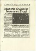 Memória de Salazar honrada no Brasil
