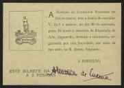 Convite da Direcção da Sociedade Nacional de Belas-Artes a Teófilo Braga