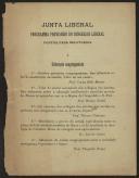 Junta Liberal - Programa provisório do Congresso Liberal - Pontos para relatórios