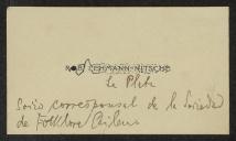 Cartão de visita de Rob Ehmann Nitsche a Teófilo Braga