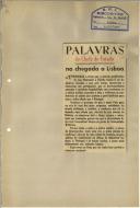 Palavras do Chefe do Estado na chegada a Lisboa